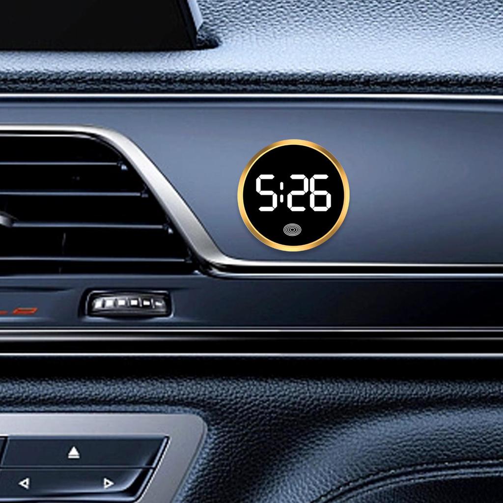 Car Dashboard Time Display Electronic Clock for Vehicles Touch Activated Round Accessory
