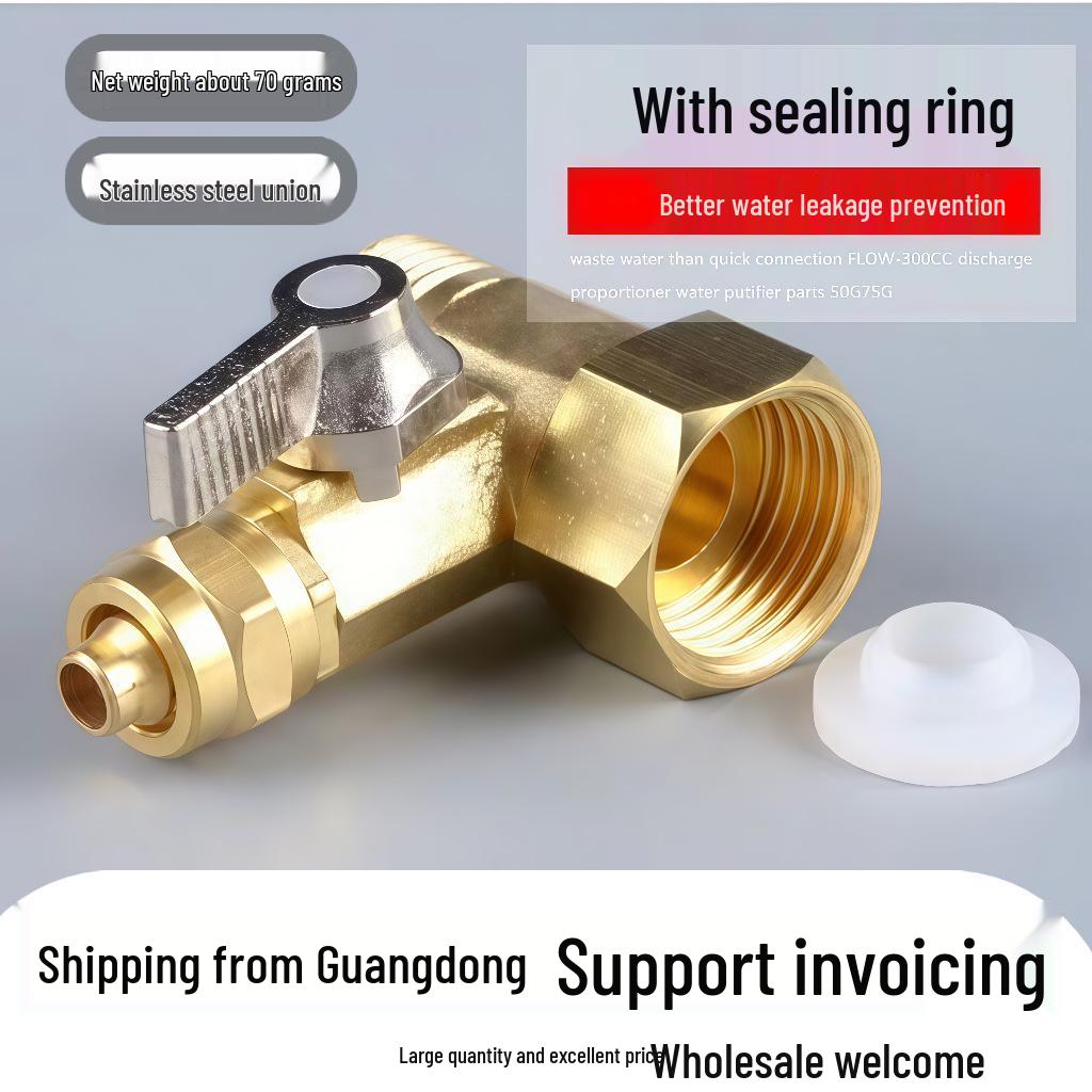 Copper Water Purifier Inlet Tee & Diverter Connector Faucet Adapter