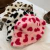 Faux Fur Love Heart Bucket Hat Thicken Winter Plush Hat Retro Plush Fisherman Hat  Autumn