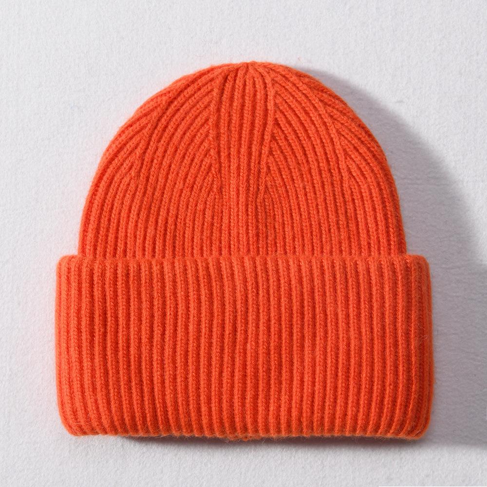Autumn and Winter Versatile Classic Solid Color Angola Warm Wool Hat Knitted Hat