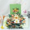 3D Popup Colorful Flower Celebration Card Foldable Paper Card with Envelope Handmade Florals Greeting Card for Mother