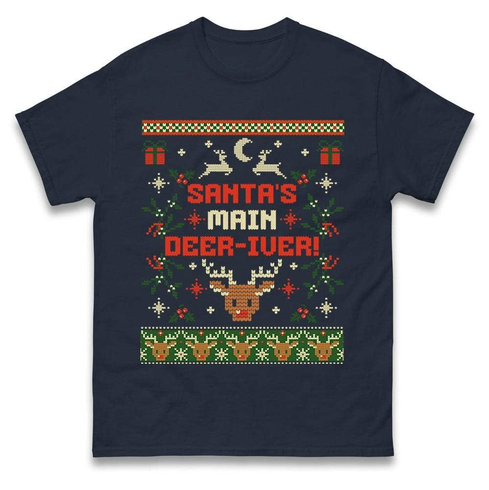 Funny Ugly Christmas T Shirt Santas Main DeerIver Xmas Reindeer Funny Tshirt S