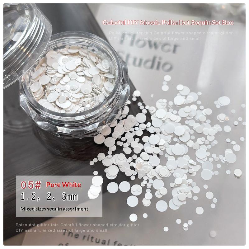 Colorful Sparkling Mini Round Nail Glitter Sequins Wave Point Design Nail Charms Manicure Decor Accessories Nail Art Supplies