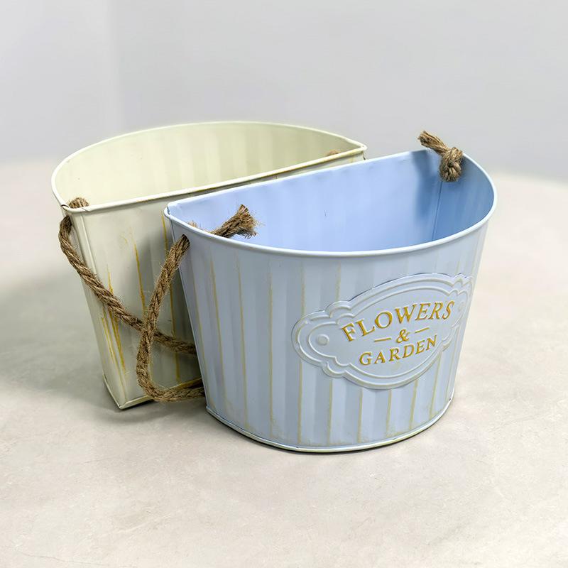 Vintage Metal Flowerpot, Garden Container, Semi-circular Hanging Basket, Flower Basket, Wall Decoration, Garden Courtyard, Balcony Hanging Flowerpot