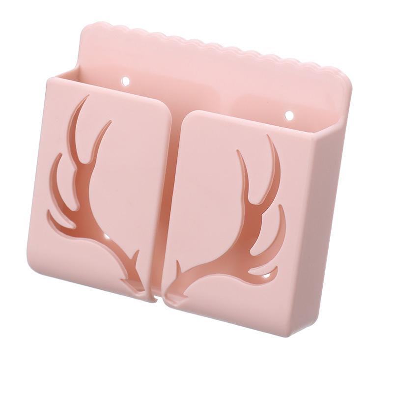 Convenient Wall Mounted Compartment Remote Control Storage Box Mobile Phone Charging Stand Office Supplies Storage Box