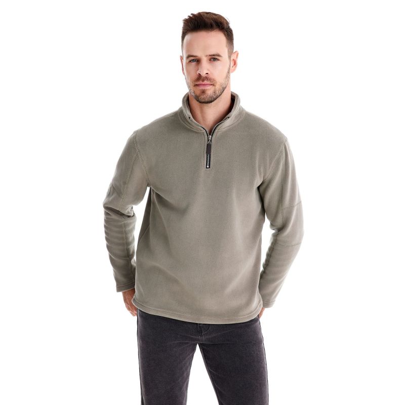 Men's Fall And Winter Stand-up Collar Half-zip Long-sleeved Sweater Casual Solid Color Men's Shaker Tops