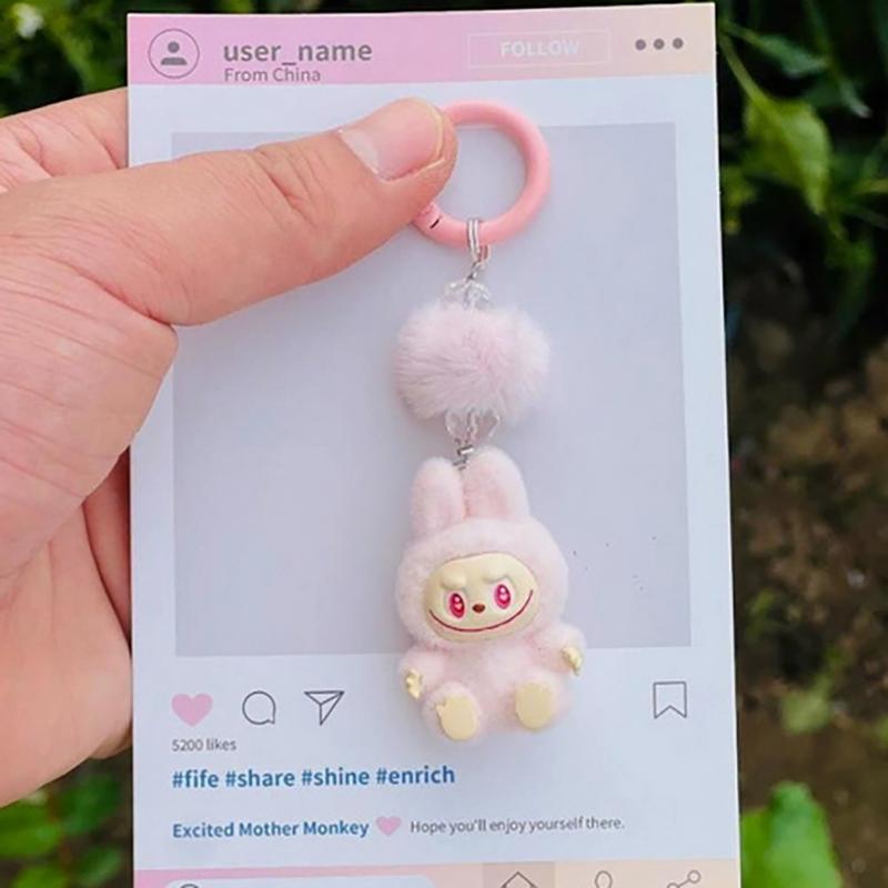 

Мини Флок Лабубу Каваи Частицы Брелок Сумка Шарм для Мобильного Телефона Брелок Подарок