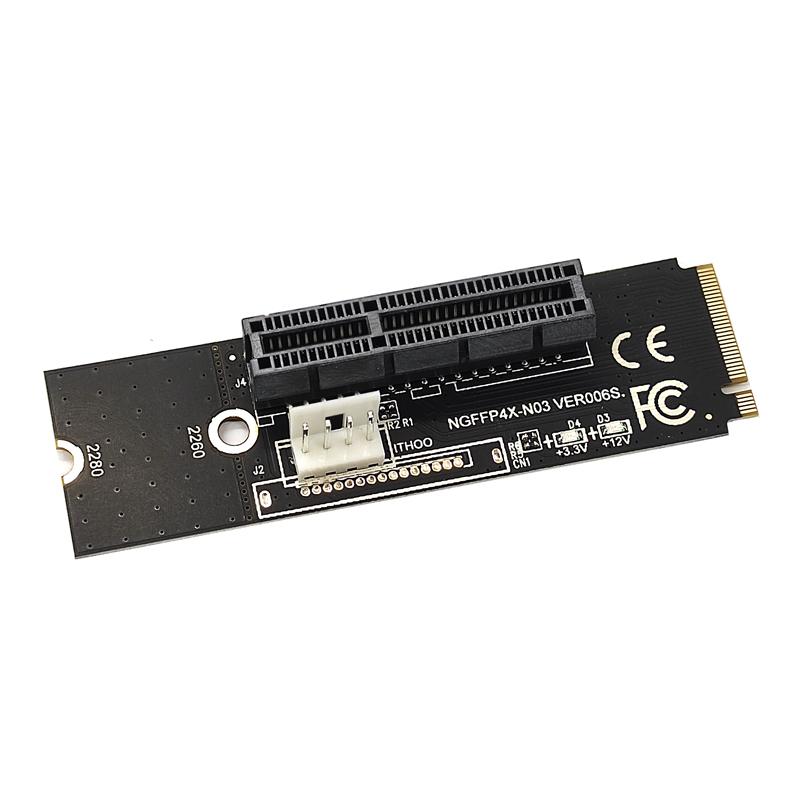 M2 to PCIE 4X Riser Card Adapter M.2 Key M to PCIe X4 Transfer with LED Voltage Indicator for PCI Express 1X to 16X Riser Mining