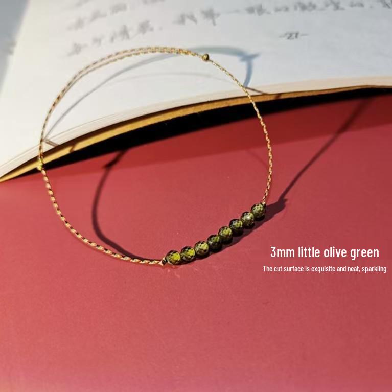 Spring River Olive Green Zircon Crystal Beaded Women's Bracelet