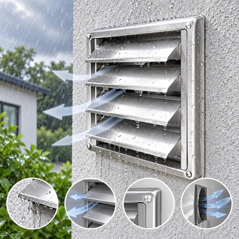 1pcs Gravity Moving Flap Dryer Vent Cover Stainless Steel Exterior Vent Grille Home Exterior Wall