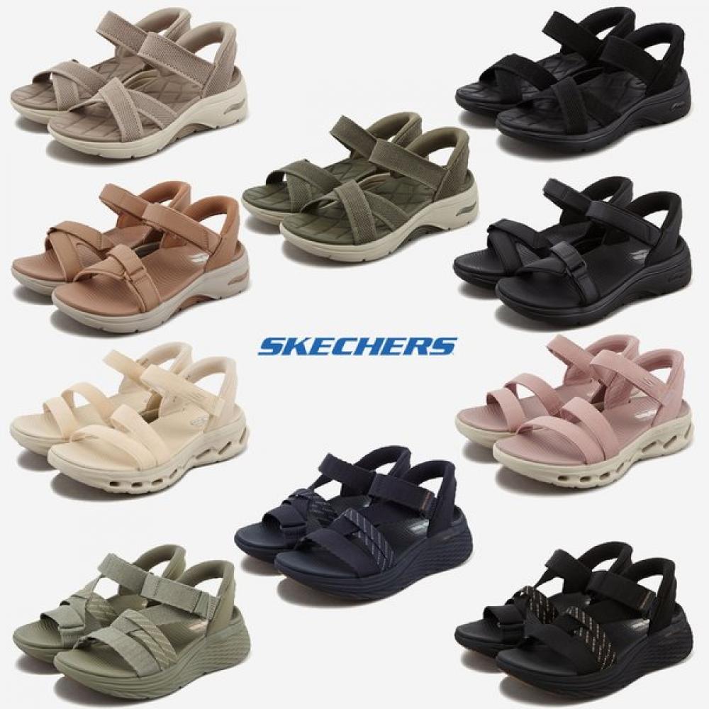 Skechers Summer New Max Cushioning Gowalk Arch Fit Slip Ins Sandals 10 Types SP0WSCGM011 (black)/220