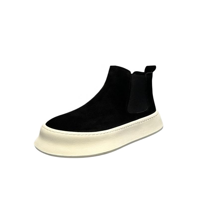 Chelsea Boots New Winter Velvet Short Boots High-top Boots Leather Martin Jw