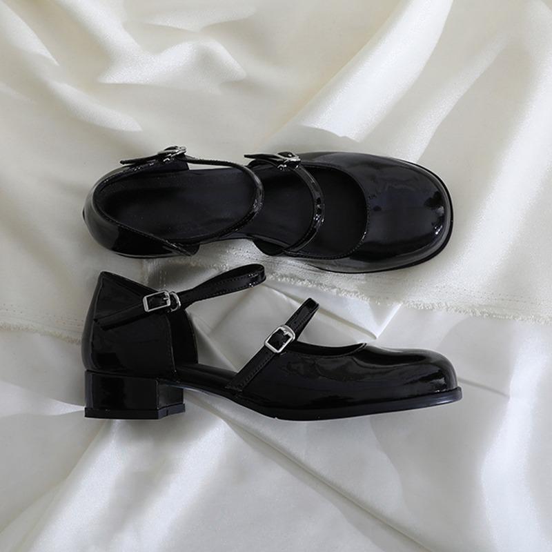 Scarpe Mary Jane Nuove alla Moda Fibbia Tacchi Alti Donna Tacco Spesso Eleganti Basso Profilo Punta Quadrata Scarpe da Ufficio Donna