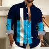 Nuova camicia da uomo a blocchi di colore patchwork a maniche lunghe, camicia casual da lavoro a righe geometriche, top da uomo slim-fit, taglie S-6XL.