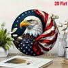Vintage American Eagle Metal Wall Art Round Aluminum Sign Patriotic Decor