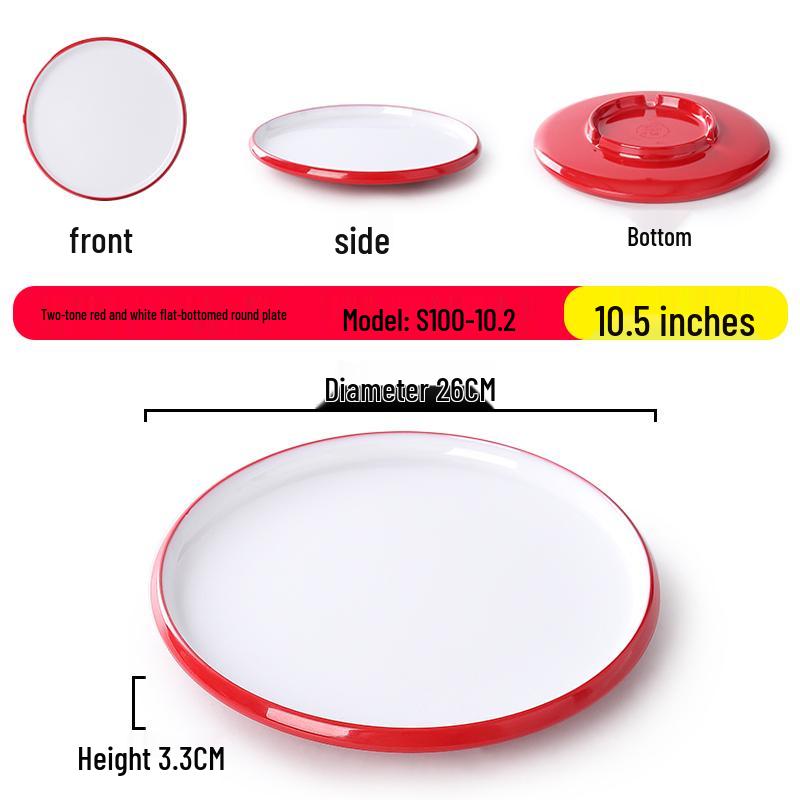 Nordic Round Melamine Shallow Plate for Buffets and Stir-Fry Dishes