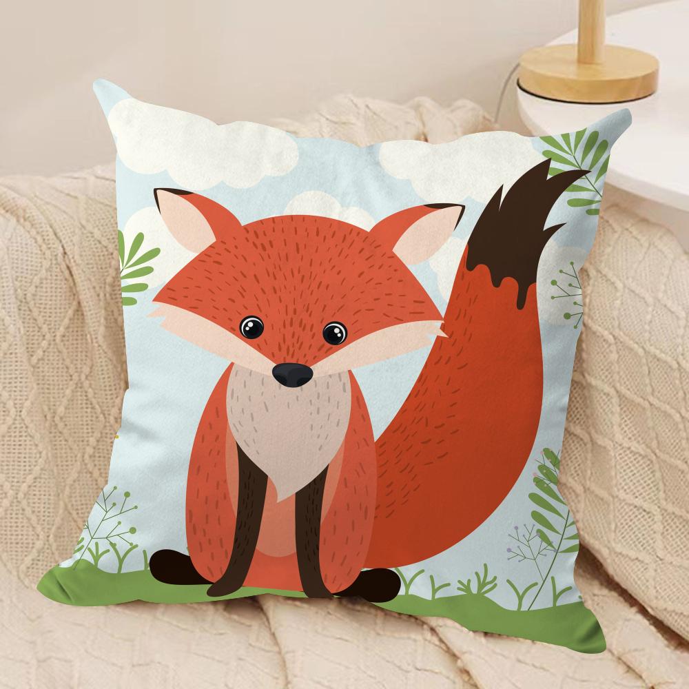 Fox Cute Woodland Cushion Cover Soft Plush Throw Pillow Cover DoubleSided Printed Cushion Case Cozy Sofa Home Decor