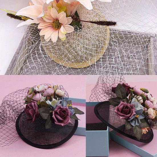 Women Sinamay Cocktail Hat Fascinator Round Base Millinery DIY Craft Accessory