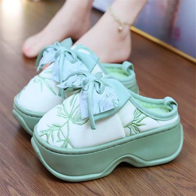 2024 Butterfly knot mules tamancos femininos à prova d'água salto alto plataforma chinelos casa slides mulher grossos chinelos da moda quarto