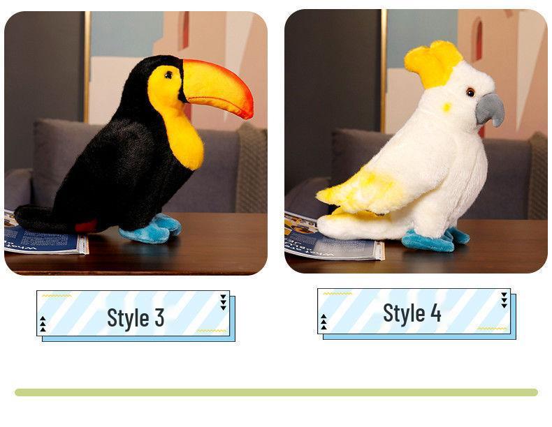 Colorful Realistic Parrot Plush Toy - Super Cute Pug Doll for Kids' Birthday Gift