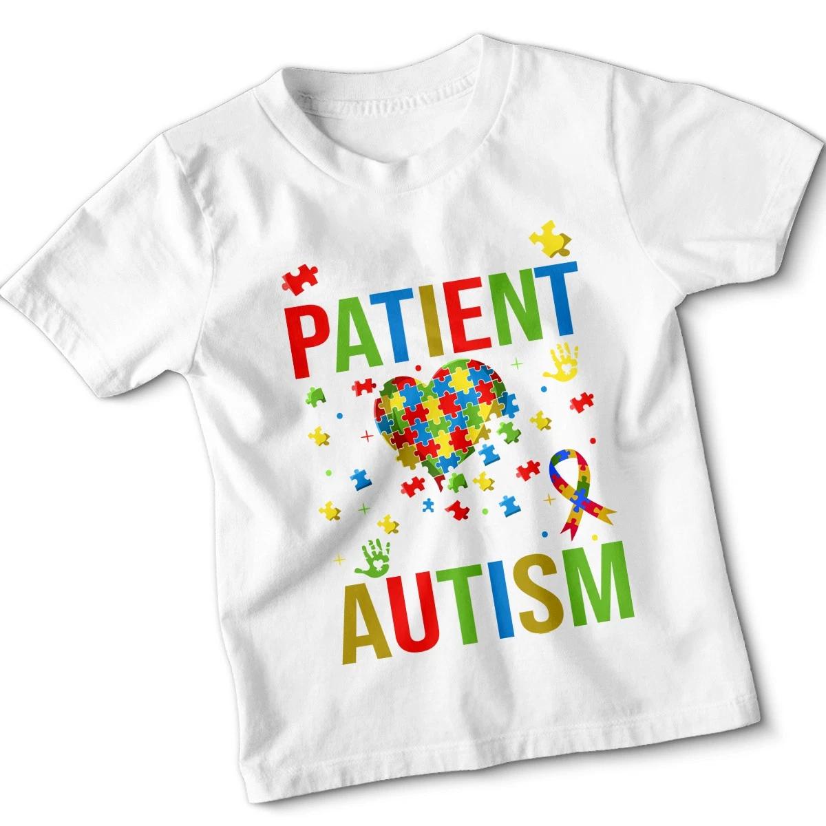 

Please Be Patient I Have Autism Awareness Puzzle Kids Tshirt Boys Girls Gift 160