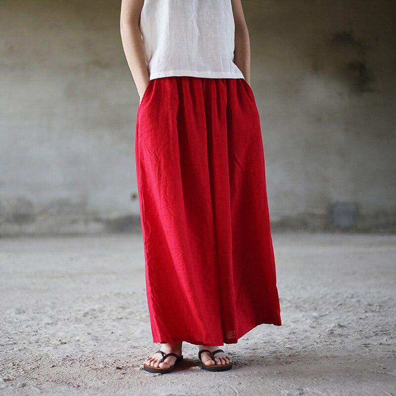 Pantaloni estivi a gamba larga Tasche per pantaloni Pantaloni larghi da donna in lino di cotone