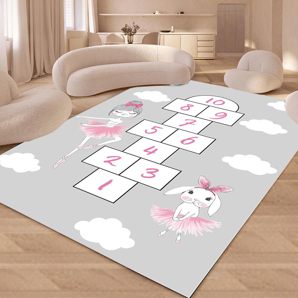 

Hopscotch Rainbow Number Child Carpet Game Room Living Room Sofa Bedroom Study Kitchen Rug Non-slip Kid Cartoon Home Decor Mat 40X60CM