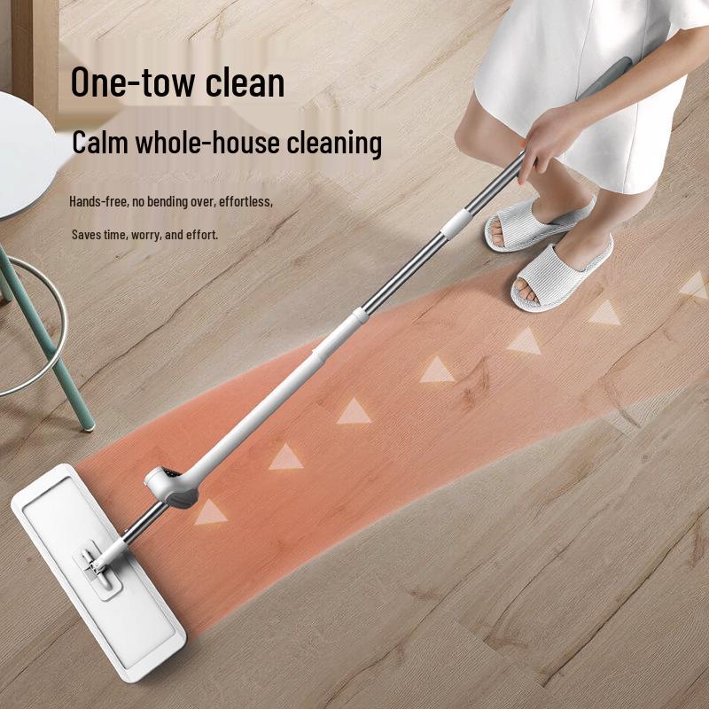 Hands-Free Rotating Flat Mop: Self-Wringing, Water-Absorbing for No-Rinse Floor Cleaning