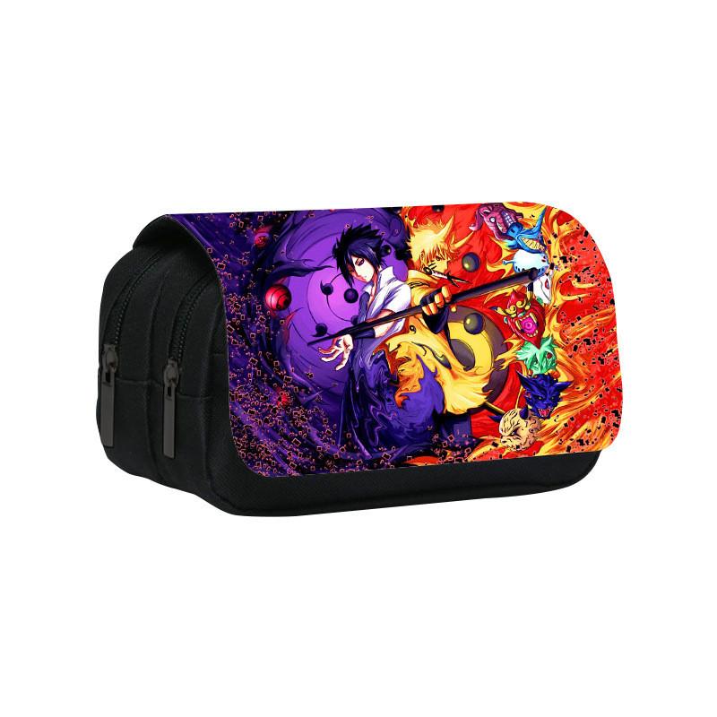 Naruto Shinobi Printed Twin Compartment Pen Pouch With Waterresistant Nylon For Students