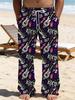 Casual men's printed loose straight trousers vacation beach pants men's European and American breathable