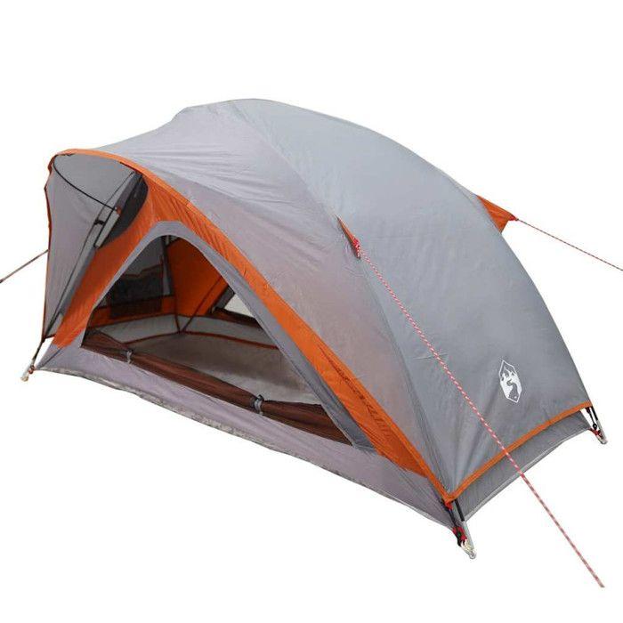 Tente de camping - VIDAXL - 1 personne - Imperméable - Gris et orange - Légère et portable