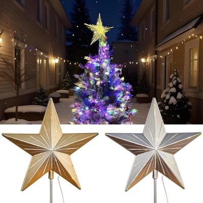 Christmas Tree Star Topper Five-Pointed Star Lighted Christmas Decor Battery Operated Party Supplies For Living Room Festival