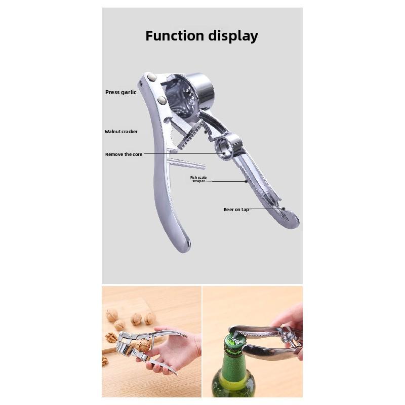 Extra-large Garlic Press, Garlic Masher, Garlic Clamp, Multifunctional Zinc Alloy Stainless Steel Manual Pull-type Garlic Crusher