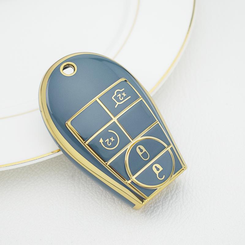 

4 кнопки, автомобильный чехол-держатель для брелка, чехол для дистанционного смарт-ключа, чехол без ключа для Chrysler Town and Country Dodge Grand Caravan серый