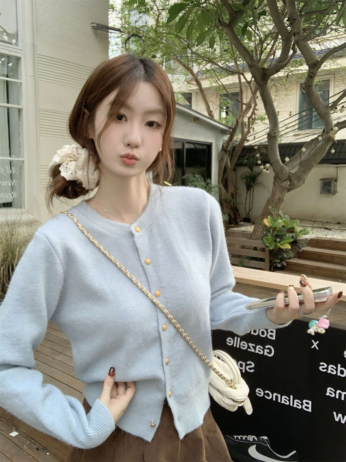 Однобортный вязаный жакет женский весенний милый кардиган, уменьшающий возраст, универсальный простой топ с длинным рукавом S