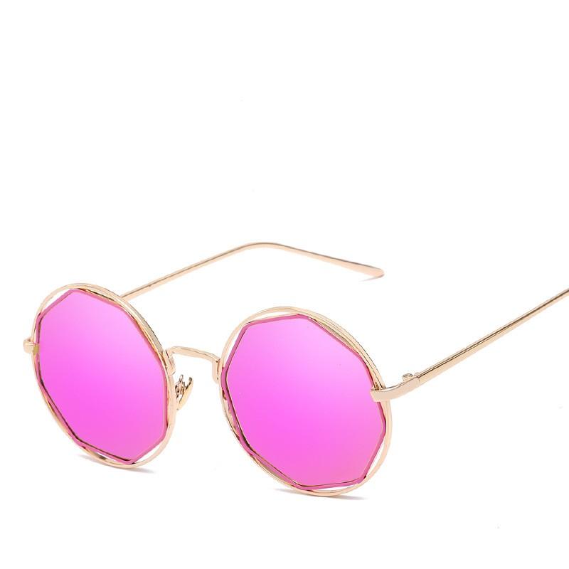 

Round Sunglasses Women Men Fashion Metal Big Frame Sun Glasses Female Silver Goggles Uv400 AS