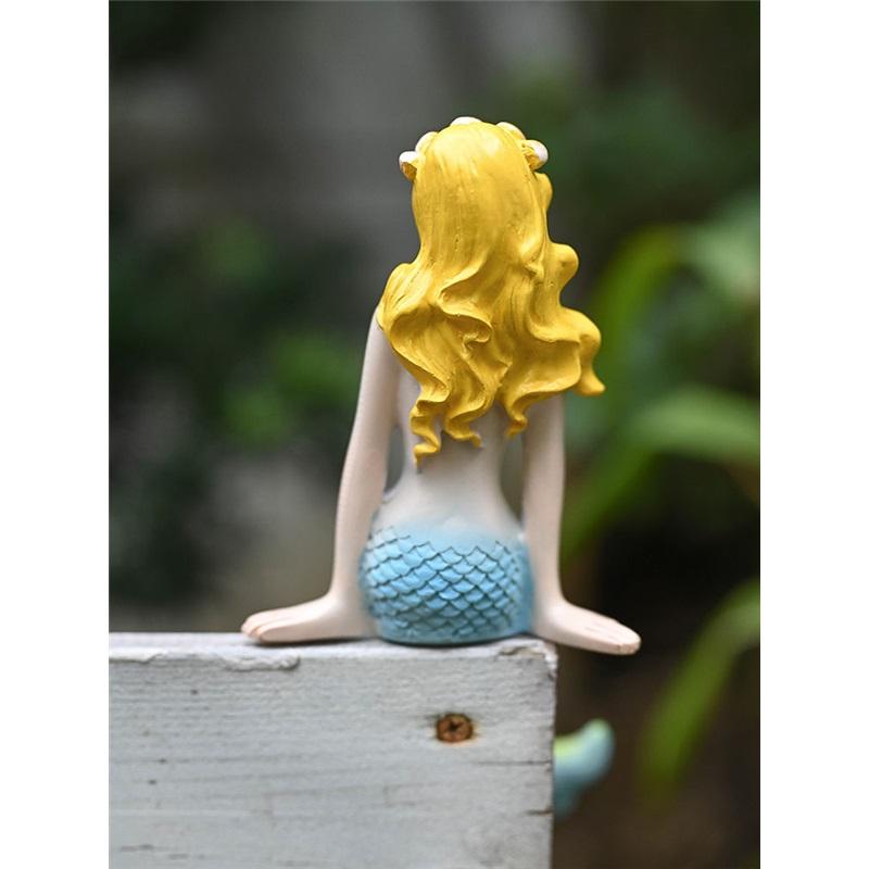 Fish tank landscaping Mermaid Garden Terrace Garden Decoration Desktop Home Resin Ornament Pool Balcony Decoration