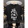 European Size Men'S Streetwear T-Shirt with Dollar Sign & Crown Graphic - Hip Hop Urban Style,Dollar & Crown Print, Round Neck Short Sleeve Casual Tee