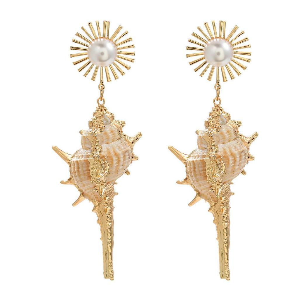 European & American Bohemian Autumn Earrings: Alloy with Pearls & Sunflowers