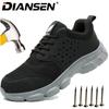 Breathable Safety Shoes Steel Toe Boots For Men Anti-Drop Cushioned Anti-Puncture Work Sneakers Slip Resistant Work Shoes