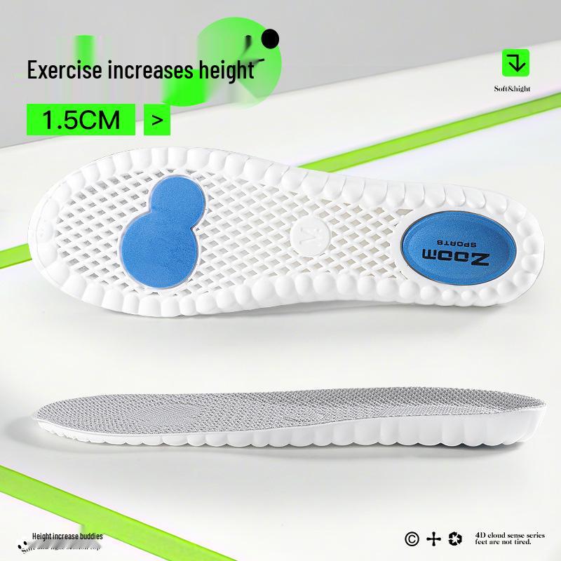 Unisex Height-Boosting Insoles: Invisible, Breathable, Deodorant, Shock-Absorbing for Sneakers and Boots.