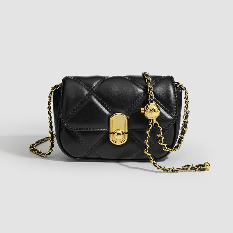 Bag Women's 2025 Autumn and Winter New Models Are Popular This Year. Small Bags with Textured Niche Diamond Chain Bags Are Versatile Messenger Bags.