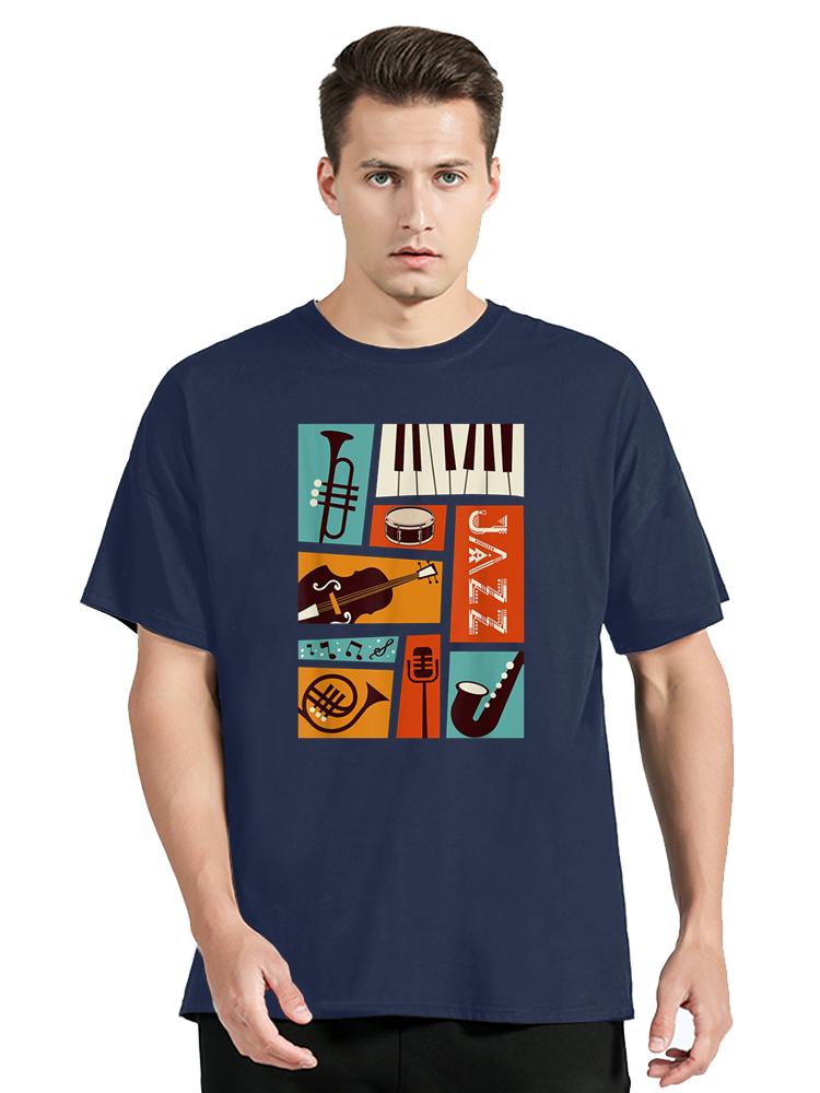 Jazz Snare Piano Music Jazz Band Musician Saxophone Trumpet T Shirt Graphic Cotton Birthday Gifts T-shirt Clothing Oversized