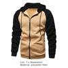 Men Autumn Coat Loose Hooded Long Sleeves Zipper Contrast Color Keep Warm Drawstring Casual Autumn Hoodie for Daily Wear