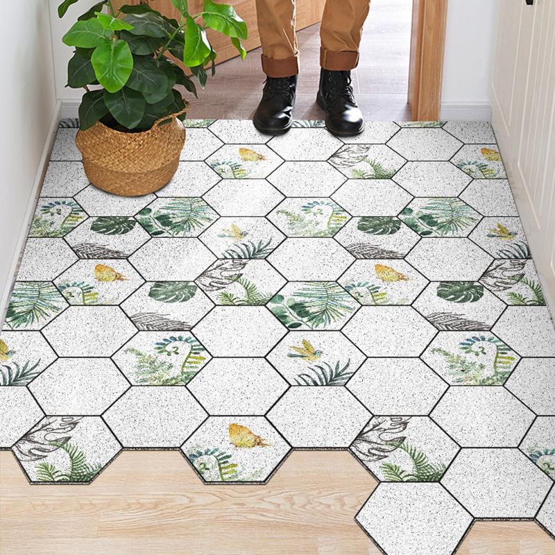 

Hexagon Doormat Carpet Silk Loop Entrance Mat Free Cut Stain Resistant Remove Mud Home Indoor Mats for Hallway 60*90cm