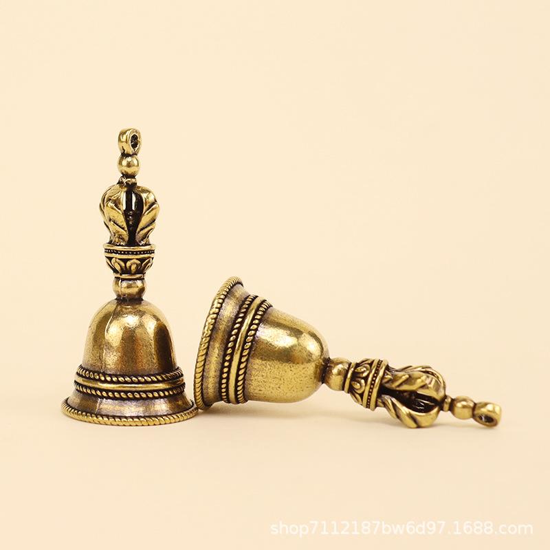 1/2pc Brass Wind Bell Handicraft Die-casting Drop Hand Call Vintage Tibetan Bronze Bell Reception Service Meditation Pray Decor