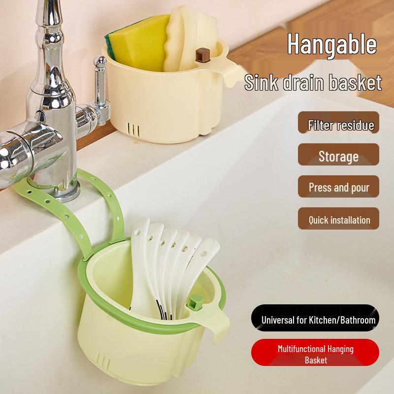 Wall-Mounted Kitchen Sink Drain Basket for Food Scraps and Tea Waste