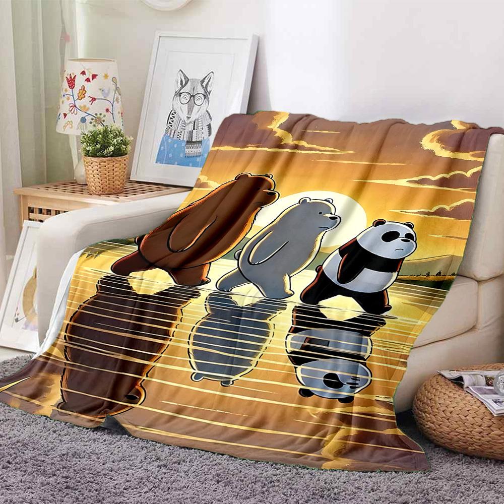 1pc We Bare Bears Flannel Throw Blanket Lightweight Soft Warm All Season Blanket for Sofa, Bed, Travel,L1028151