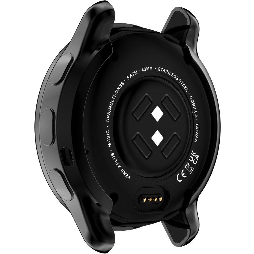 2-in-1 Case with Silicone Screen Protector for Garmin Venu 2 Plus, Black