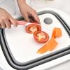 Planche à découper pliable Double couche Planche à découper de cuisine Panier à vaisselle Organisateur de cuisine portable pour la maison, le camping, les voyages